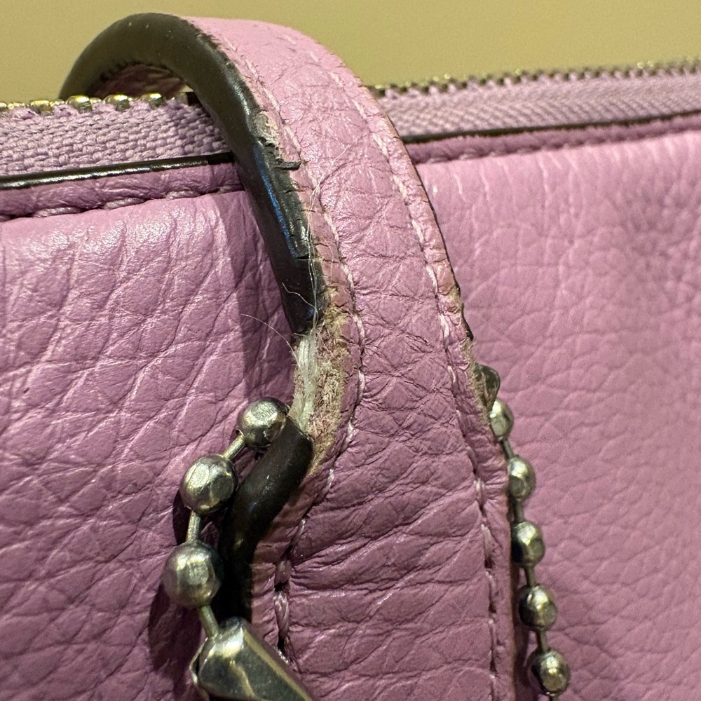 Coach Pebbled Leather Tote Bag – Lilac / Light Purple - Picture 6 of 12